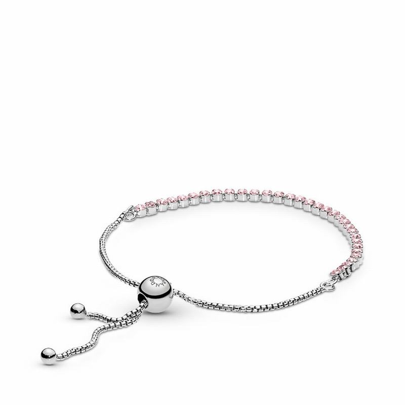 Pandora Australia Pink Sparkling Strand Bracelet - Sterling Silver | TRBKXJ265